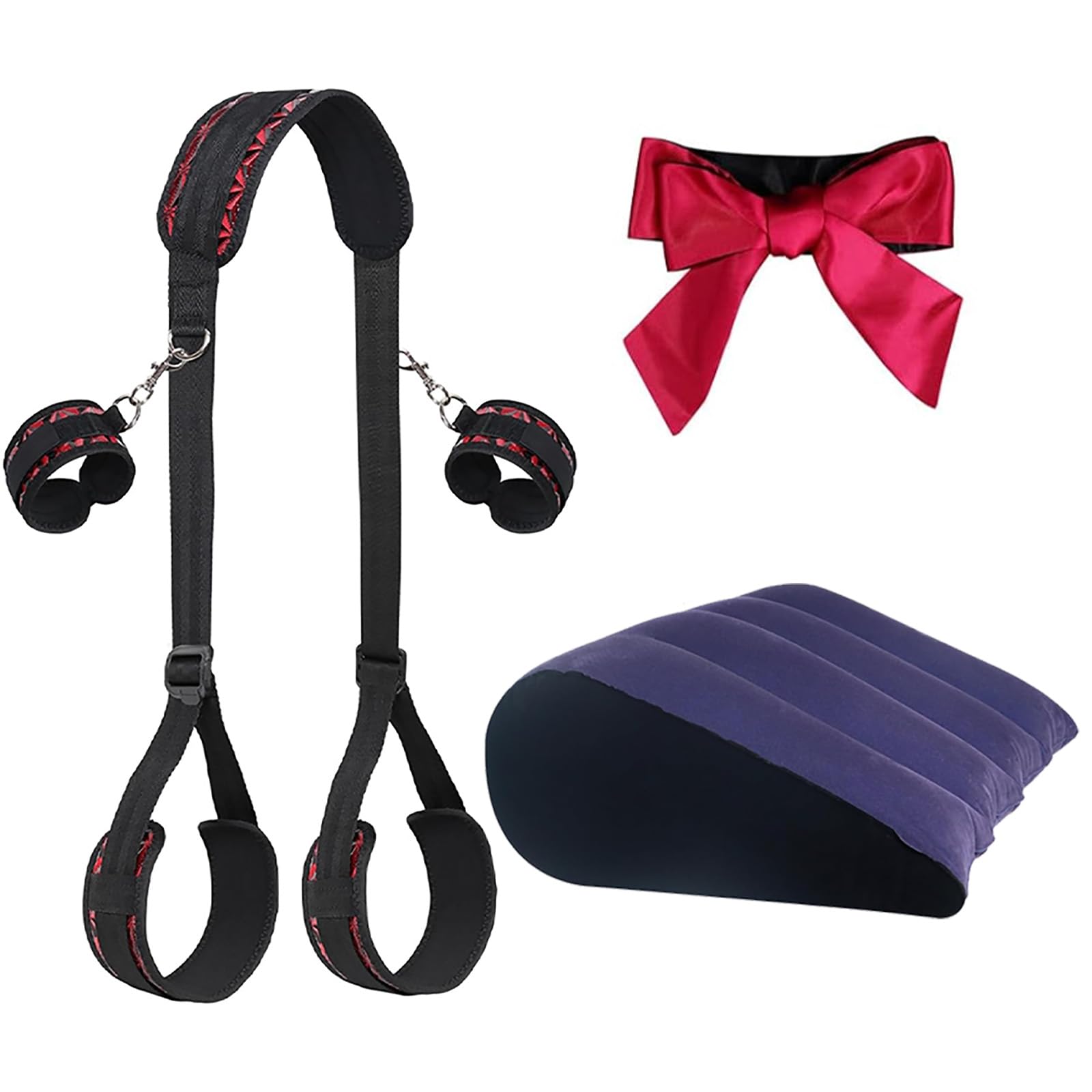 Set Erótico BDSM con Arnés de Posiciones + Almohada Inflable + Antifaz