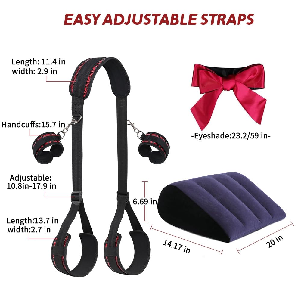 Set Erótico BDSM con Arnés de Posiciones + Almohada Inflable + Antifaz